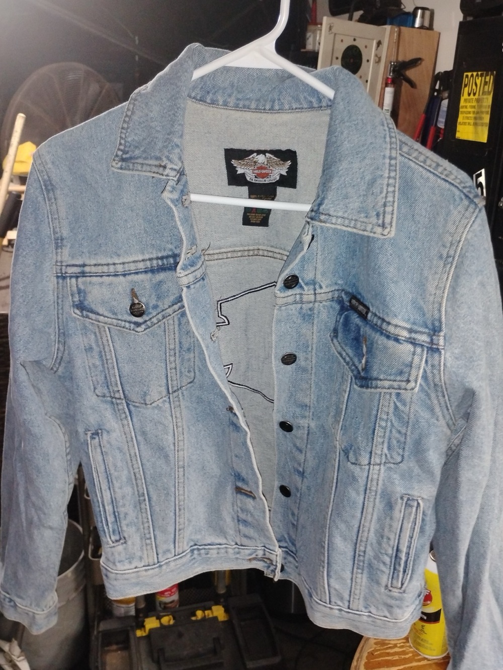 Harley-Davidson Black and Light Blue Denim Jacket with Logo
